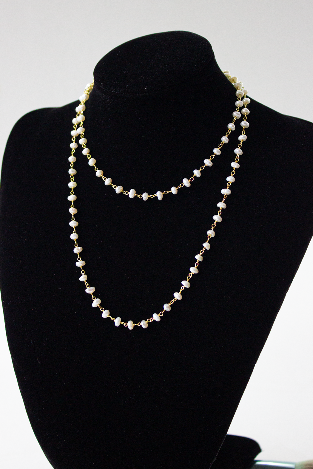 İnci Taşlı 24 ayar altın kaplamalı gümüş Kolye